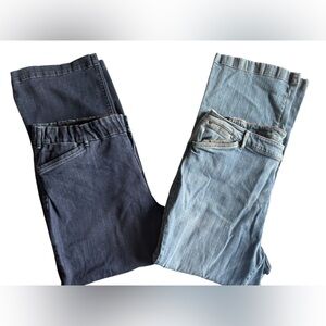 Eddie Bauer (2) pair- Dark and Light Wash Trouser Curvy Denim Wide-leg Size 22W